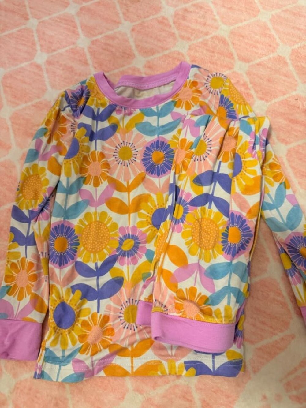 Little Sleepies LunaLuxe Bamboo Pajama Set Retro Floral Print Size 3T EUC